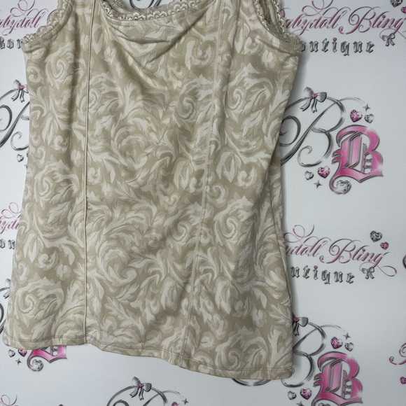 White House black market tank top beige lace trim Lacie cream beige white - Picture 4 of 7